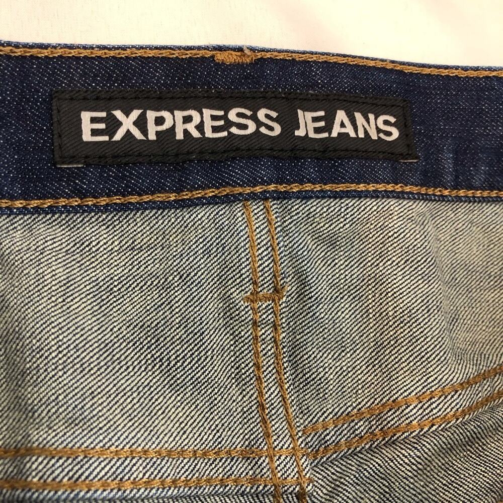 Men's Express Blake Denim Jeans Loose Fit Straight Dark Wash - Picture 4 of 16